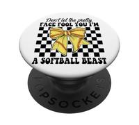 Ne Te Laisse Pas Tromper par Son Joli Visage, Je suis Une bête de Softball PopSockets PopGrip Adhésif
