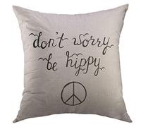 Ne T'Inquiète Pas,Sois Hippie!Citation Inspirante, en Calligraphie Moderne avec Le Symbole De La Paix. Housse Coussin Moderne Housse De Coussin Luxe Taie Oreiller pour Lit Salon 45X45Cm