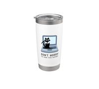 Ne vous inquiétez pas, je viens du support technique, un mignon propriétaire de chat sur ordinateur Gobelet isotherme en acier inoxydable double paroi