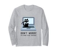 Ne Vous inquiétez Pas, Je Viens du Support Technique, Un Mignon propriétaire de Chat sur Ordinateur Manche Longue