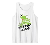 Ne vous inquiétez pas, soyez houppé, mignon, positif, disant un jeu de mots drôle avec une grenouille Débardeur