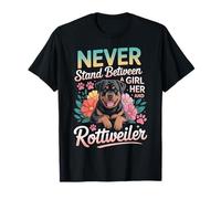 Ne Vous tenez jamais Entre Une Fille et Son Chien Floral Rottweiler T-Shirt