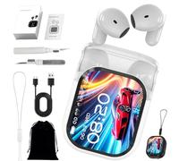 NE20 Bluetooth 5.4 Earphones LED Display High Fidelity Waterproof Wireless Earphones Ai Translation Real Time HiFi Waterproof in Ear Earbuds Built-in Mic LCD Touch Screen for Travel Business
