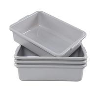 Neadas 8 L Bassine Pied Cuvette bac à Litière en Plastique Rectangulaire, Gris Clair, Lot de 4
