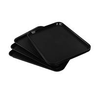 Neadas Grand Plateaux de Service en Plastique Noir Rectangulaire, Lot de 6