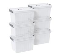 Neadas Lot de 6 Boîtes de Rangement Transparentes avec Loquet, Boîte de Rangement en Plastique Transparent de 10 L avec Couvercle