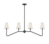 NEAFP Luminaire linéaire pour îlot de Cuisine, 4 lumières, 120CM W, Lustre Classique, Noir Mat avec Lin Blanc, s 160W HGCHH
