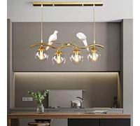 NEAFP Lustre avec 4 lumières Industriel Simple Fer Art Moderne créatif Oiseau plafonniers Loft Bar luminaires E14 Base Suspendu plafonnier avec Abat-Jour en Verre E27, Clair HGCHH