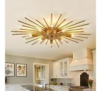 NEAFP Plafonnier semi-encastré à 8 lumières, éclairage de plafond moderne en métal, luminaire doré pour cuisine de ferme, salle à manger, chambre à coucher, couloir, salon. HGCHH