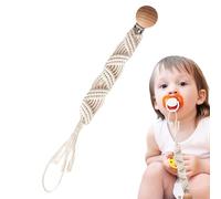 Neamou Attache-sucette,attaches-sucettes,Clips Paci faits à la main Boho | Clip de sucette en corde de coton fait à la main pour tout-petits, filles, Boho en bois, pour fixation de bouteille de lait