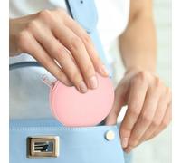 Neamou Récipient à sucette en silicone, porte-sucette en silicone,Sac de rangement rond portable en silicone pour voyage | Petit sac de rangement avec fermeture éclair et corde pour clés de bijoux