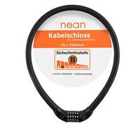 nean Antivol de vélo avec chiffres, serrure à combinaison avec code 20 x 1000 mm, extra épais, surface douce au toucher, noir