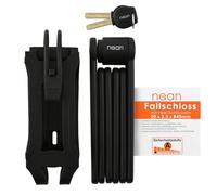 nean Antivol pliable pour vélo, avec support, serrure à charnière, serrure articulée, en acier trempé, avec poche enfichable et 2 clés de sécurité, 20 x 3,5 x 840 mm, noir