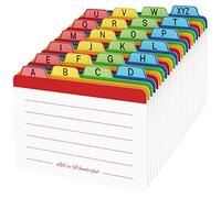 Neando Lot de 4 intercalaires de 15,2 cm, cartes d'index alphabétiques, cartes de notes colorées, guides de fichiers et de recettes avec onglets alphabétiques, couleurs assorties, 24 pièces, guide de