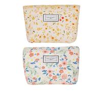 Nearawing Lot de 2 trousses de maquillage en toile florale avec fermeture éclair pour sac intérieur, cosmétiques, sacs à main, voyage, etc, Rose/jaune, Simple et frais