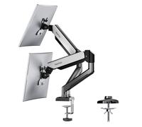 NearHub Support Écran PC 2 Écran pour 13 à 32 Pouces, Réglable en Hauteur Bras Double avec Incline, Pivote et Tourne, VESA 75 et 100mm, Ressort à Gaz, Capacité de Charge 2-9kg