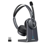 NEARITY EP320 Casque sans Fil avec Micro pour Le Travail, Casque Bluetooth avec Réduction de Bruit, Dongle Type-A pour PC, Station de Charge & Réduction de Bruit pour Bureau/Maison/Call Center