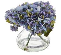 NearlyNatural 1356-BL Hortensia en Fleurs avec Vase Bleu