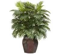NearlyNatural Palmier Areca Naturel avec Vase en Soie Artificielle Vert 106,7 x 27,9 x 27,9 cm
