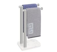 NearMoon Porte-Serviettes à Main avec Base en marbre équilibré, Support en Acier Inoxydable SUS304 en Forme de L, Porte-Serviettes sur Pied avec Anneau pour Salle de Bain, Cuisine ou comptoir (Double