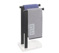 NearMoon Porte-serviettes avec base en marbre équilibrée, support en acier inoxydable SUS304 en forme de L, barre porte-serviettes autoportante pour salle de bain et cuisine (double tringle, noir mat)
