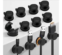 Nearockle [2025 Neueste] Kabelhalter Selbstklebend, Drehbar Knopf Fällt Nicht Kabelclips FÜR Schreibtisch/Wand, BÜRo Cabel Organizer KabeldurchfÜHrung FÜR HDMI Ladekabel (12, Schwarz)