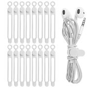 Nearockle Lot De 16 Sangles De Câble En Silicone Pour ÉCouteurs, Chargeur De TÉLÉPhone, Ordinateur, Attaches De Câble De Fixation RÉUtilisables Pour La Maison, Le Bureau, La Cuisine, L'ÉCole (Blanc)