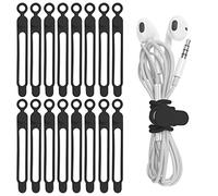 Nearockle Lot De 16 Sangles De Cble En Silicone Pour Écouteurs, Chargeur De Téléphone, Ordinateur, Attaches De Câble De Fixation Réutilisables Pour La Maison, Le Bureau, La Cuisine, L'école (Noir)