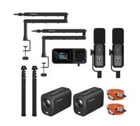 NearStream PodPro Duo Kit d'équipement podcast pour 2 personnes (2 caméras de streaming VM20, 2 microphones AM25X, 2 bras de microphone ST20, 1 mélangeur audio AMIX40U, 2 trépieds de caméra et 2