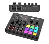 NearStream Table de mixage gaming avec préampli micro, double entrée XLR/6.35mm, 48V, RGB, changeur de voix, pads, loopback - Interface pour stream, podcast, musique (AMIX20U)
