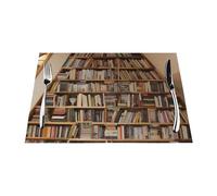 Neat Lot de sets de table en PVC imprimé pour bibliothèque, 45 x 30 cm, résistants à la chaleur, pour table à manger, cuisine, fêtes