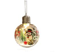 Neatartmore Décoration de Noël LED en plastique transparent avec bouton | Boule transparente à suspendre avec motif Père Noël ou renne pour décoration d'arbre de Noël 11 x 8 x 6,5 cm