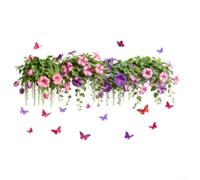 Neatartmore Sticker mural amovible en PVC à suspendre Motif papillons et | Panier vert, feuilles modernes motif floral imperméable à l'eau pour salon, chambre à coucher, salle de bain, 90 x 57 cm