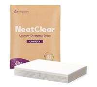 NeatClear Feuilles de détergent à lessive - Format voyage - Parfum lavande 32 bandes (32 brassées) - Savon à lessive concentré sans liquide - Pas de désordre - Gain de place - Pour voyage, appartement
