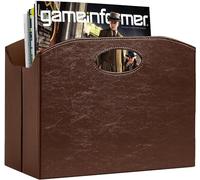 Neateam Porte-Revue Moderne Avec Poignée, Pliable En Cuir Synthétique Robuste et Durable, Convient pour le Bureau, la Maison et le Salon - Marron