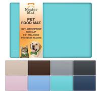 Neater Pet Brands Neater Mat Tapis de gamelle en Silicone imperméable pour protéger Les sols de la Nourriture et de l'eau (61 x 40,6 cm Silicone, Aigue-Marine)
