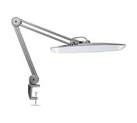 Neatfi XL Lampe de Bureau LED 24W 2200 Lumens - Éclairage de Travail Sans Ombre | Variateur à 4 Niveaux | Bureau à Domicile et Loisirs Créatifs | Tête Large de 51 cm (Argent, Non-CCT avec pince)