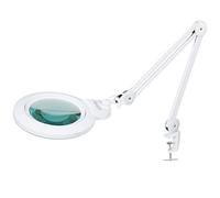 Neatfi XL Lampe Loupe LED Bifocale - Lentille Acrylique 18 cm, grossissement 2,25x & 6X, 1 600 lumens, LED réglable, Bras Ajustable, Travail de précision Mains Libres (avec Pince, Blanc)