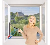 NeatiEase DIY Moustiquaire magnétique aimantée réglable pour fenêtre - Max 100 x 130 cm - Sans perçage, Peut être coupé - Facile à installer（Cadre blanc,toile grise）