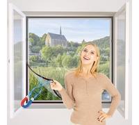 NeatiEase DIY Moustiquaire magnétique aimantée réglable pour fenêtre - Max 150 x 180 cm - Sans perçage, Peut être coupé - Facile à installer(Cadre gris,toile blanche)