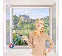 NeatiEase DIY Moustiquaire magnétique aimantée réglable pour fenêtre - Max 150 x 180 cm - Sans perçage, Peut être coupé - Facile à installer（Cadre blanc,toile blanche）