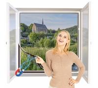 NeatiEase DIY Moustiquaire magnétique aimantée réglable pour fenêtre - Max 150 x 180 cm - sans perçage, Peut être coupé - Facile à Installer（Cadre Blanc,Toile Noire）