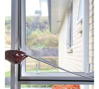 NeatiEase Moustiquaire DIY pour fenêtre magnétique, max. 100 x 120 cm, cadre magnétique pour moustiquaire, fenêtre, moustiquaire, lavable, blanc, pas besoin de poinçonnage, ignifugé et étanche