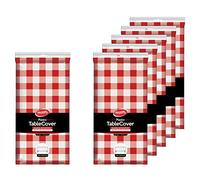 Neatiffy Lot de 6 nappes rectangulaires en Plastique imperméable jetable/réutilisable pour Pique-Nique, fête, Banquet, Anniversaire, 137,2 x 274,3 cm - Motif à Carreaux Rouges