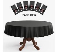 Neatiffy Lot de 6 nappes Rondes en Plastique pour Pique-Nique, fête, Banquet, Anniversaire | Imperméables, jetables/réutilisables - 213,4 cm - Noir