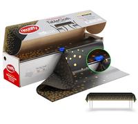Neatiffy Nappe jetable en Plastique pour Table rectangulaire, Ronde, carrée, 137 cm x 30 m, équivalent à 12 Paquets de Pique-Nique (Pois Noirs et dorés)