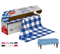 Neatiffy - Rouleau de Linge de Table en Plastique jetable de 137 cm x 32.9 m, Housse de Table pour fête/Banquet, nappes pour Tables rectangulaires/Rondes/carrées, Vichy Bleu