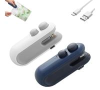 Neattidyly Mini Bag Sealer with Cutter and Magnet, Small Household Hand Pressure Sealer, Portable and Rechargeable, For Opening and Resealing Suitable for Potato Chip Bags, Plastic Snack Bags (2Pcs)
