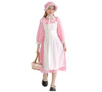 NEAWEALY Robe de soubrette victorienne pour fille - Tenue coloniale pionnière - Robe de prairie pour Halloween - Rose - 7-8 ans