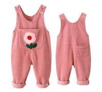 NEAWEALY Salopette en velours côtelé pour bébé garçon et fille - Sans manches - Salopette en velours côtelé - 12 mois - 5 ans, Rose/fleur, 12-18 mois